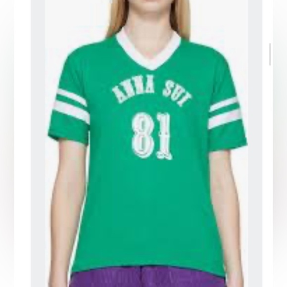 Anna Sui Tops - Anna Sui Green T-Shirt crew with White Accents size XL brand new no paper tags